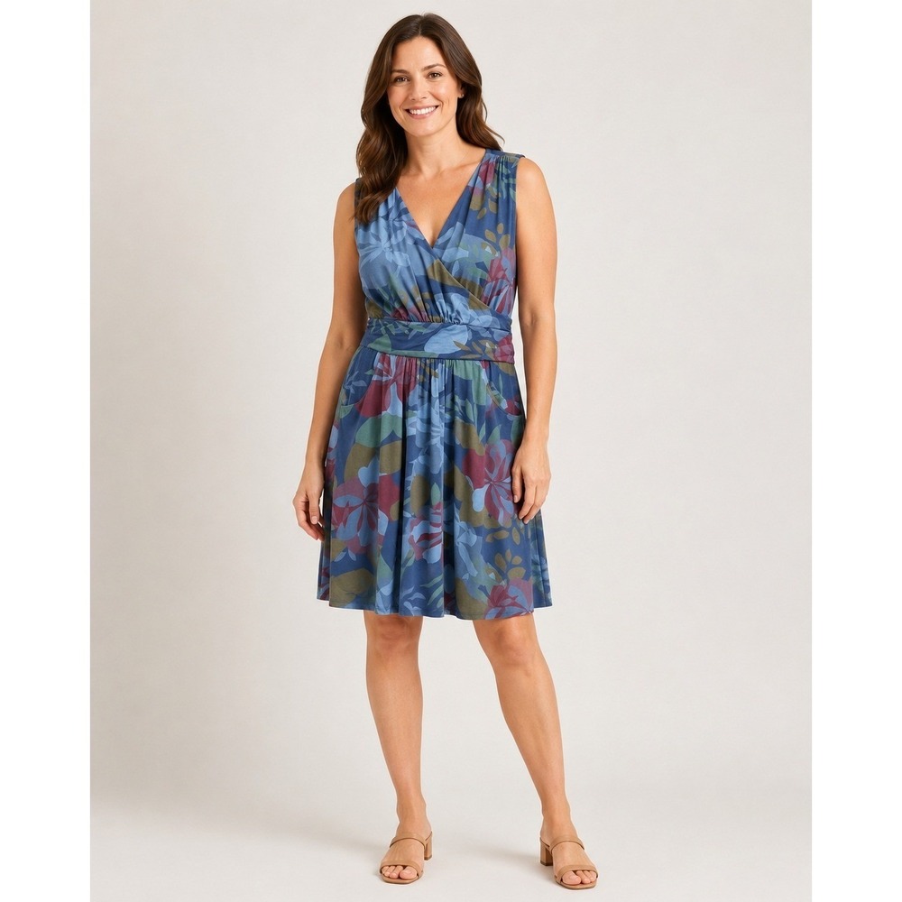 Fresh Produce Dress Womens Medium Blue Floral Print Cotton Modal NEW